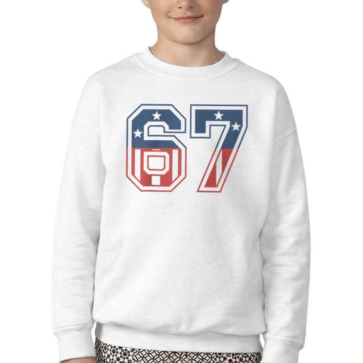 Number 67 USA Raglan Baseball Tee Youth Crewneck Sweatshirt