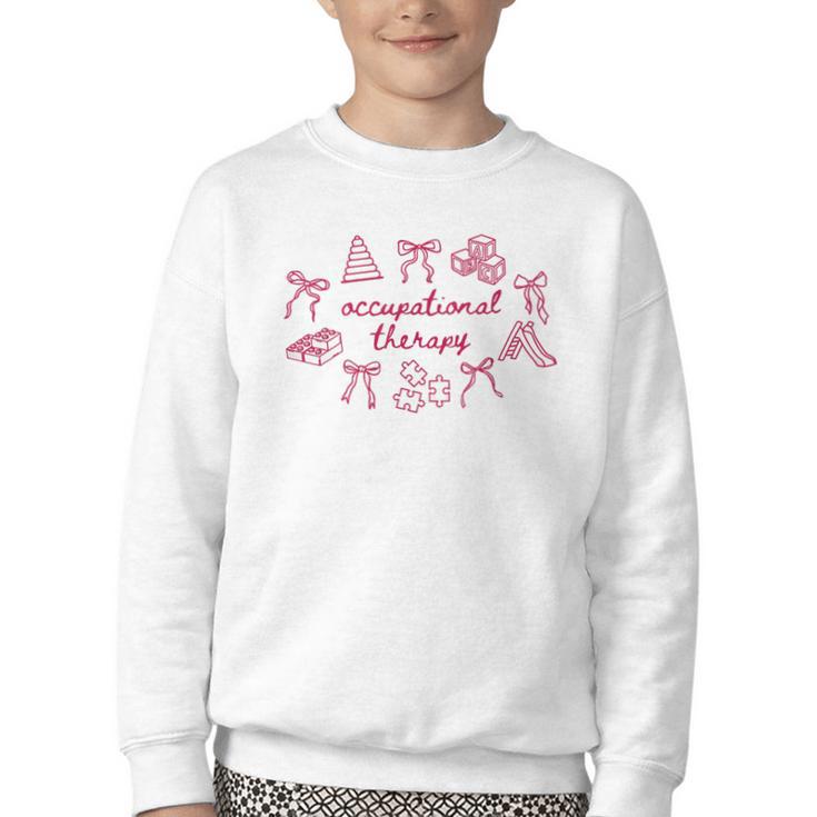Occupational Therapy Coquette Bow OT COTA Back To School Youth Crewneck Sweatshirt