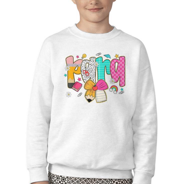 Para Paraprofessional Coquette First Day Back To School Youth Crewneck Sweatshirt
