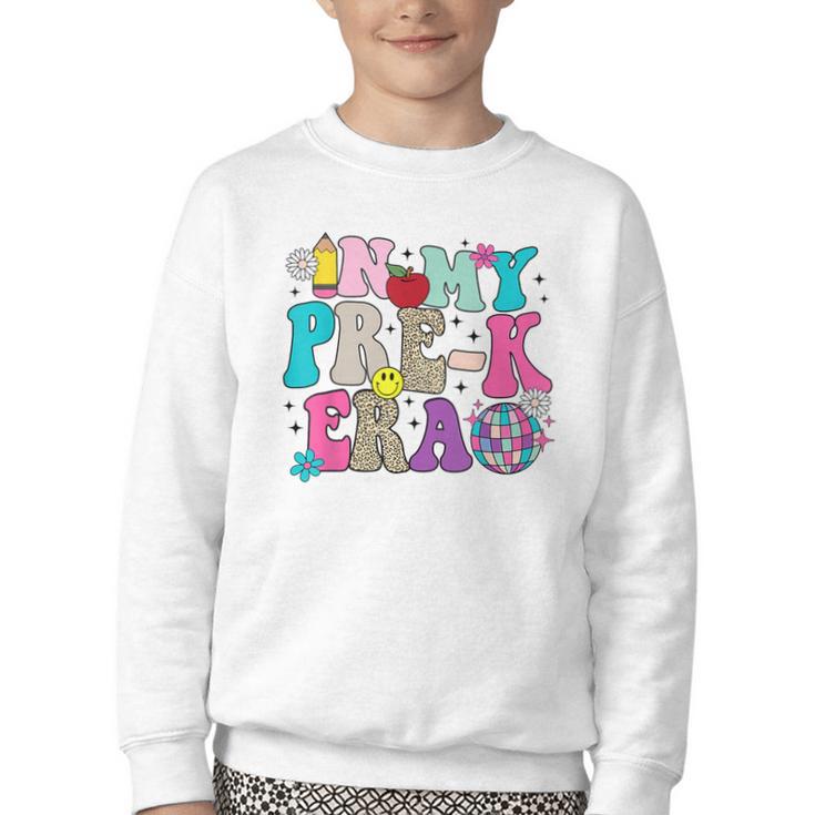 In My Pre-K Era Back To School Retro Groovy Preschool Youth Crewneck Sweatshirt