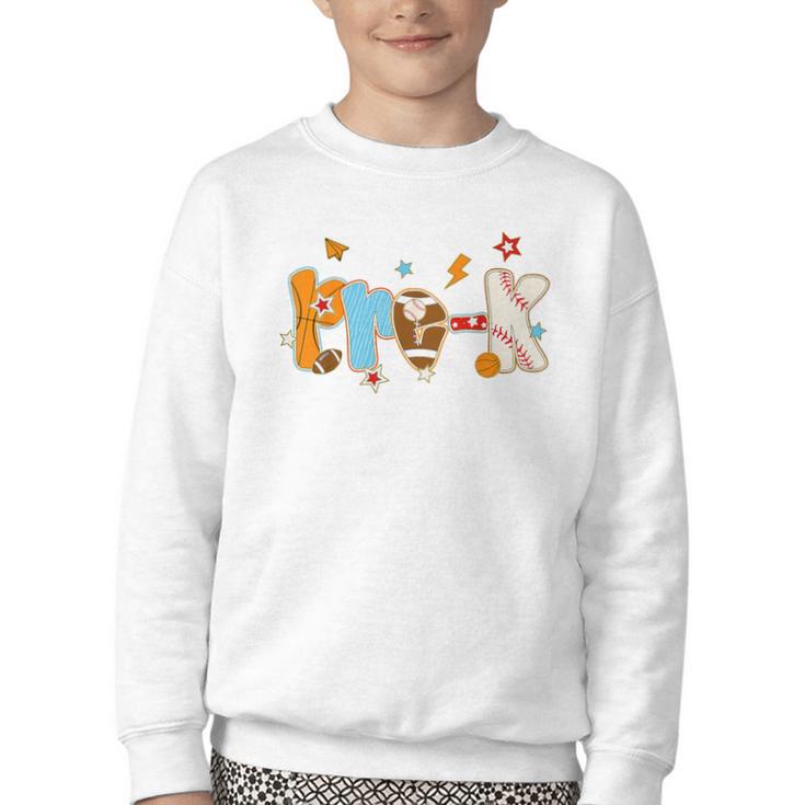 Pre K Preschool Football Basketball Baseball Back To School Youth Crewneck Sweatshirt