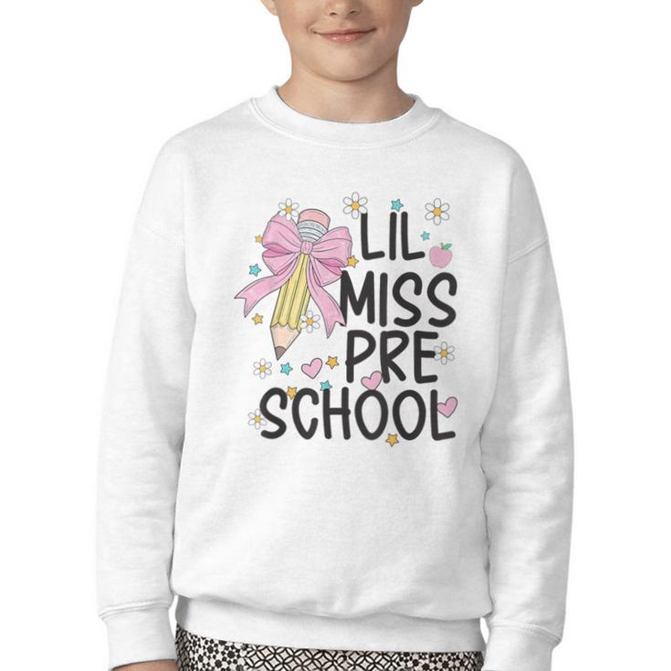 Preschool Little Miss Back To School Girls Kids Preschool Youth Crewneck Sweatshirt