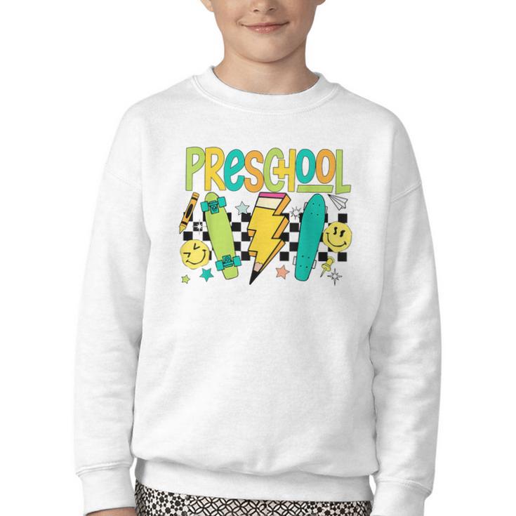 Preschool Skateboard Back To School Boy Girl Kid Youth Crewneck Sweatshirt