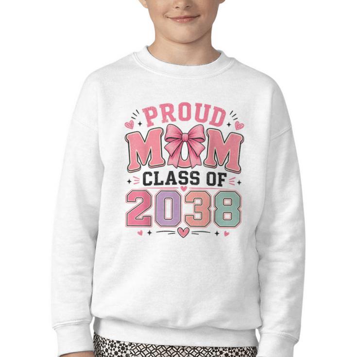 Proud Mom Class Of 2038 Retro Kindergarten Back To School Youth Crewneck Sweatshirt