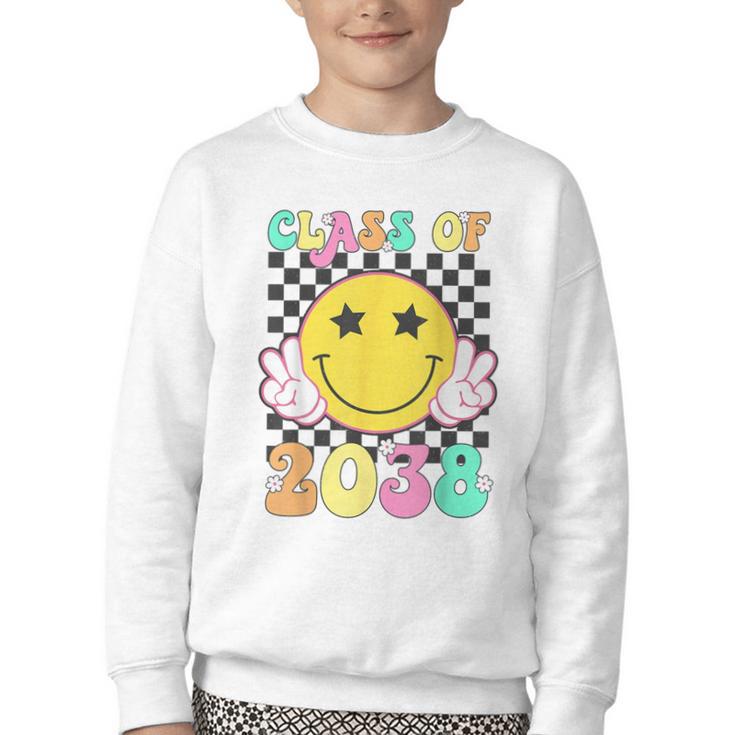 Retro Class Of 2038 Grow With Me Back To School Kindergarten Youth Crewneck Sweatshirt