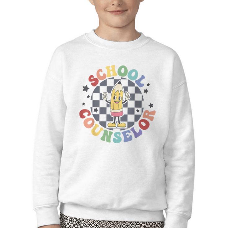 Retro Pencil School Counselor Back To School For Counselor Youth Crewneck Sweatshirt