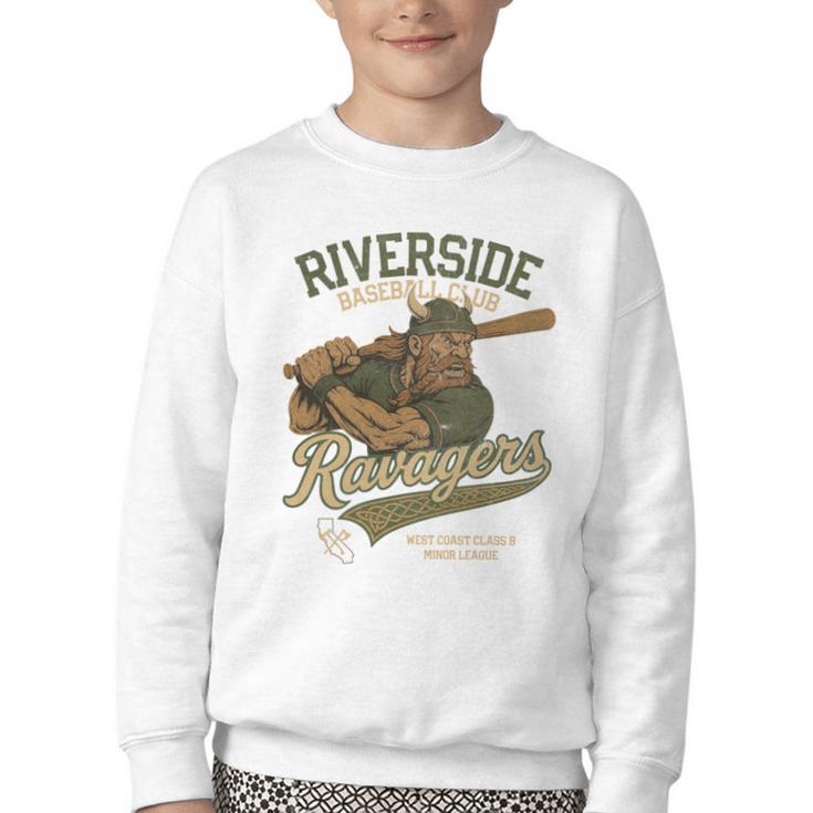Riverside Ravagers Retro Minor League Baseball Youth Crewneck Sweatshirt