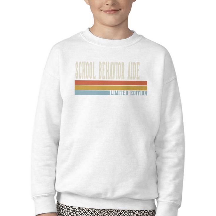 School Behavior Aide Week Retro Vintage Back To School Day Premium Tri-Blend Youth Crewneck Sweatshirt