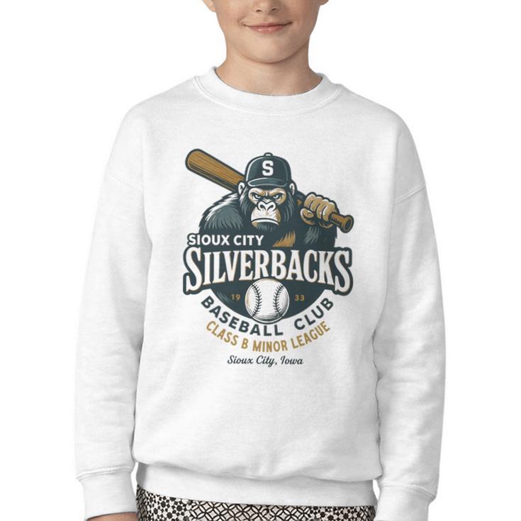 Sioux City Silverbacks Retro Minor League Baseball Youth Crewneck Sweatshirt