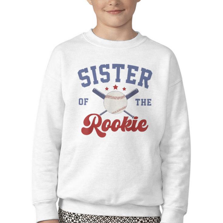 Sister Of Rookie 1st Birthday Baseball Boy Family Matching Youth Crewneck Sweatshirt