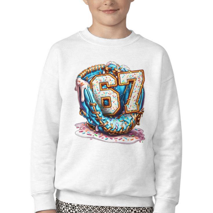 Six Seven Baseball Lifestyle 67 Meme Gen Alpha Slang Premium Tri-Blend Youth Crewneck Sweatshirt