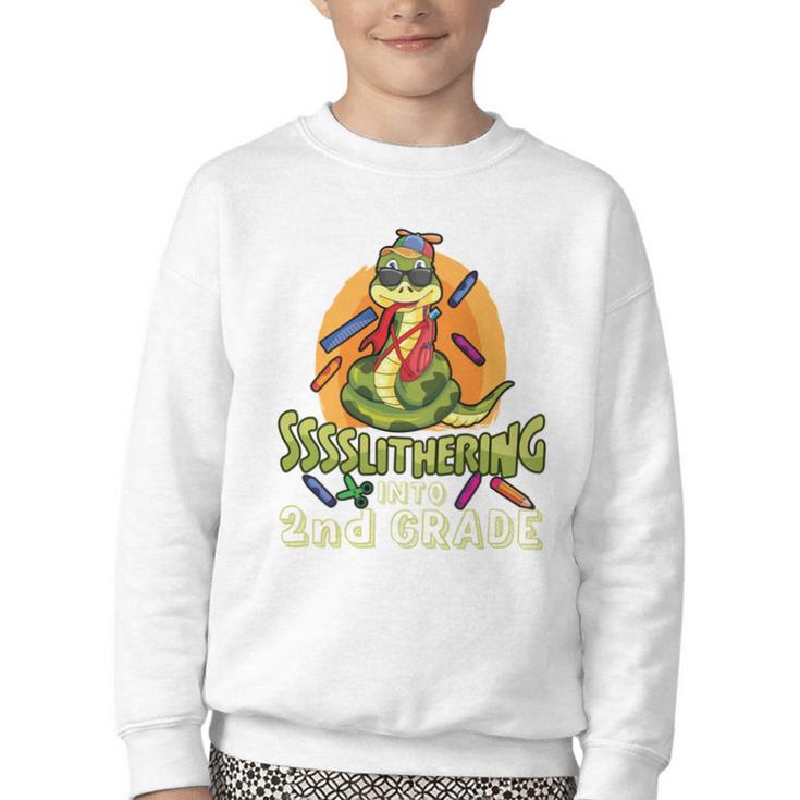 Slithering Into 2nd Grade First Day Back To School Snake Performance Youth Crewneck Sweatshirt Slithering Into 2nd Grade First Day Back To School Snake Performance Youth Crewneck Sweatshirt