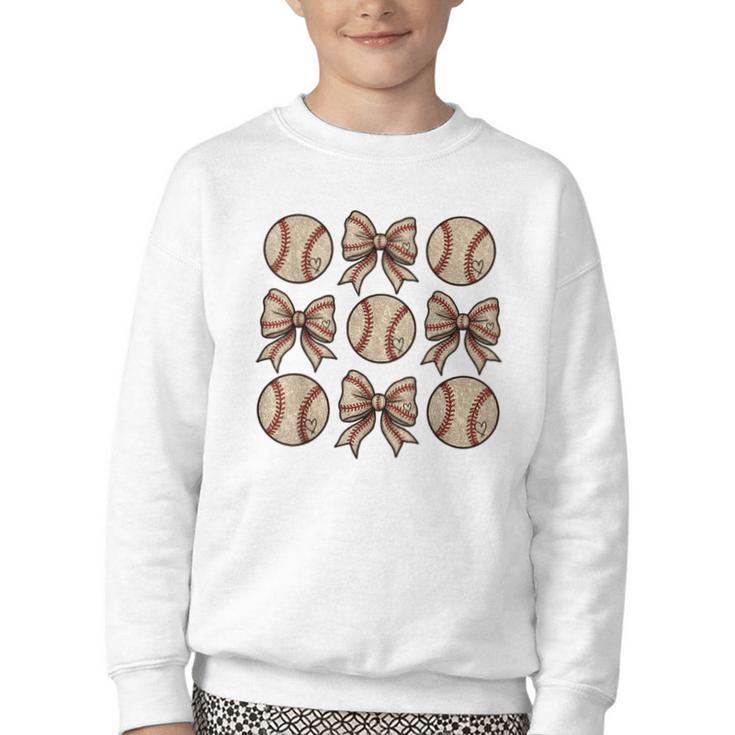 Soccer Bow Game Day Baseball Coquette Bow Women Girls Youth Crewneck Sweatshirt