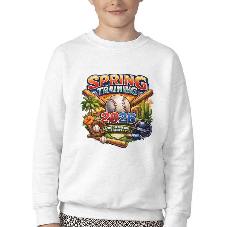 Spring Training 2026 Baseball Fan Retro Palm Cactus Premium Tri-Blend Youth Crewneck Sweatshirt