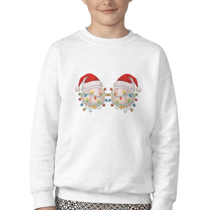 Stop Staring At My Balls Comedy Christmas Baseball Youth Crewneck Sweatshirt