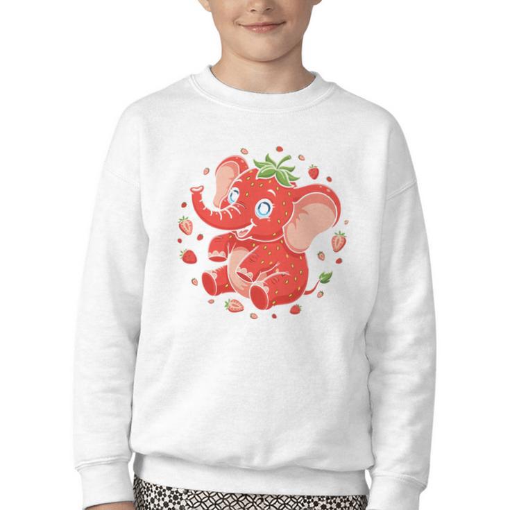 Strawberry Elephant Italian Brainrot Meme Back To School Premium Tri-Blend Youth Crewneck Sweatshirt