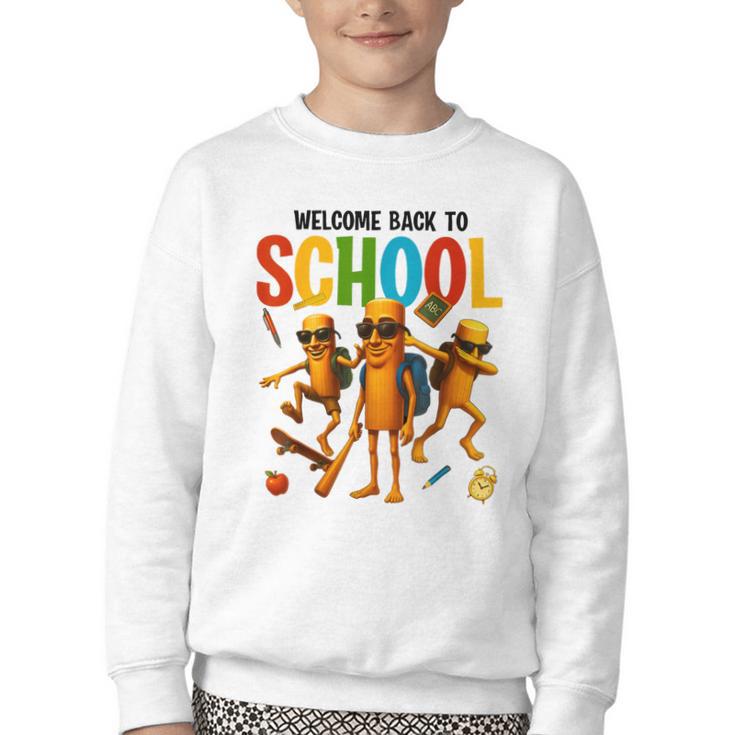Tung Tung Sahur Back To School Brainrot Meme Boys Girls Kid Youth Crewneck Sweatshirt