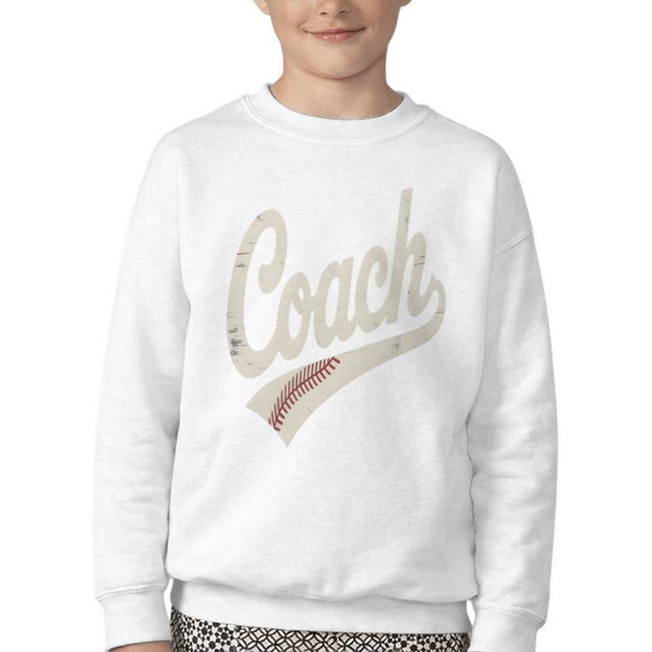Vintage Baseball Coach Youth Crewneck Sweatshirt