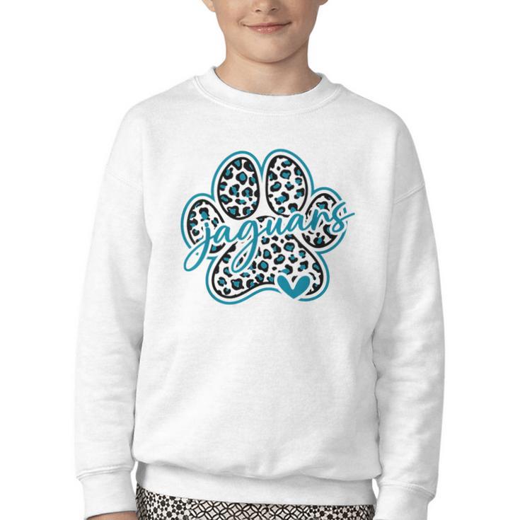 Vintage Jaguar School Sports Team Spirit Back To School Youth Crewneck Sweatshirt