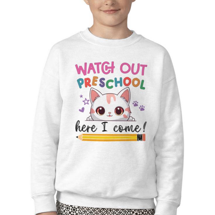 Watch Out Preschool Here I Come Girls Back To School Performance Youth Crewneck Sweatshirt