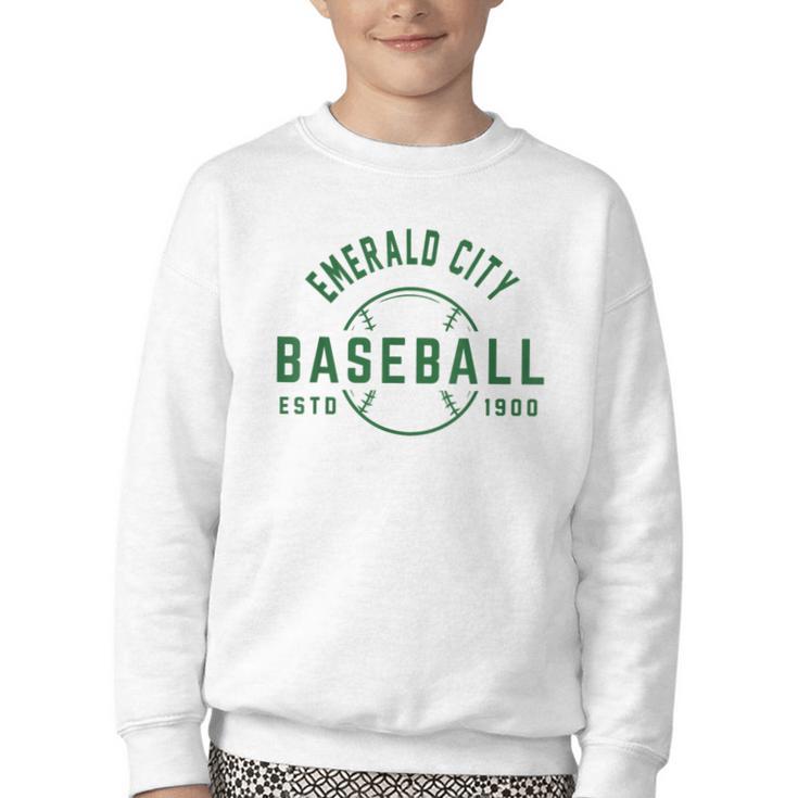 Wizard Of Oz Emerald City Baseball Costume Halloween Youth Crewneck Sweatshirt