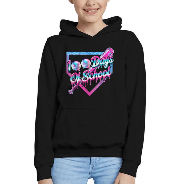 100 Days Of School Baseball 100th Day Ice Cream Boys Kids Graphic Youth Hoodie
