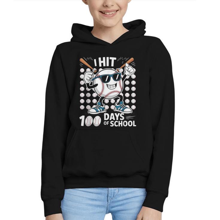 100 Days Of School Baseball Bat 100th Day Of School Graphic Youth Hoodie