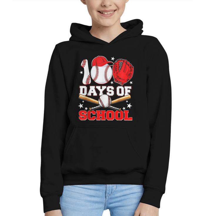 100 Days Of School Baseball Boys Kids Students Graphic Youth Hoodie