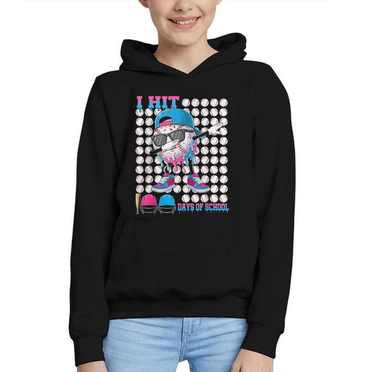 100 Days Of School Baseball Drip Boys Kids 100th Day School Graphic Youth Hoodie