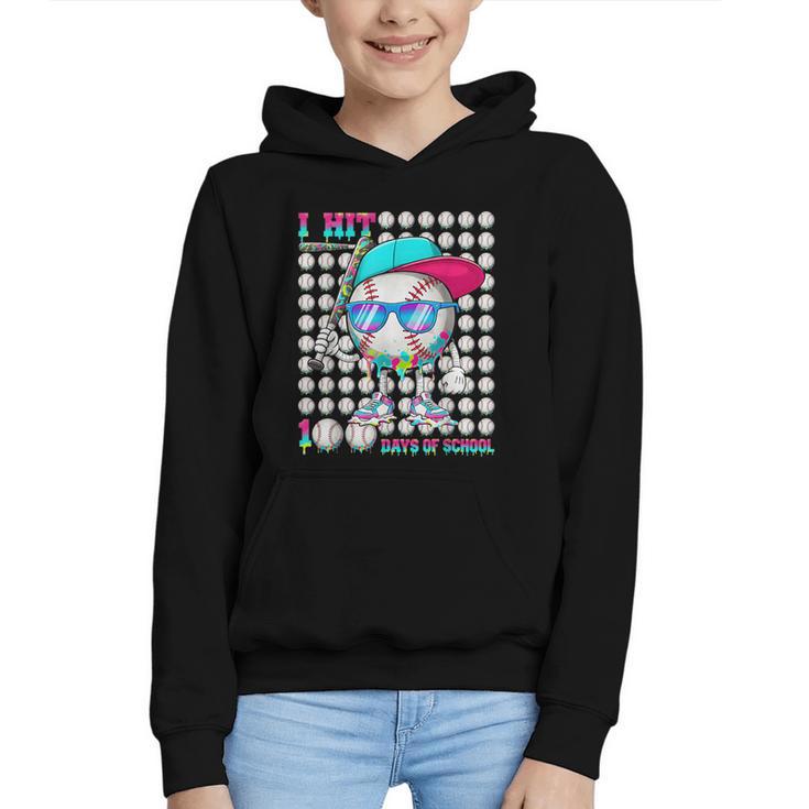 100 Days Of School Baseball Drip Ice Cream Boys Kids Graphic Youth Hoodie