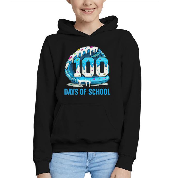 100 Days Of School Baseball Drip Ice Cream Kid Boy 100th Day Graphic Youth Hoodie