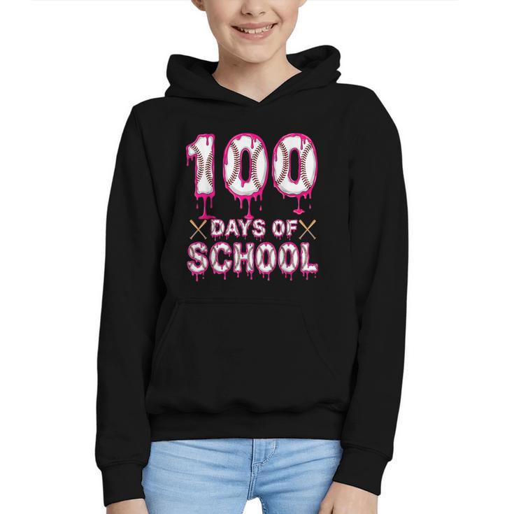 100 Days Of School Baseball Ice Cream Drip 100th Day Boys Graphic Youth Hoodie