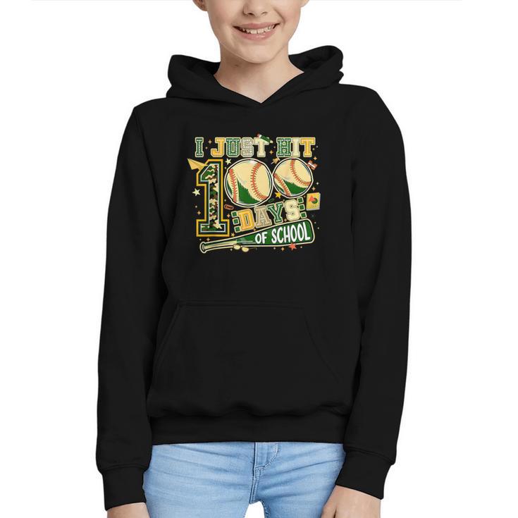 100 Days Of School Baseball I Just Hit 100 Days Boy COUNSELO Graphic Youth Hoodie