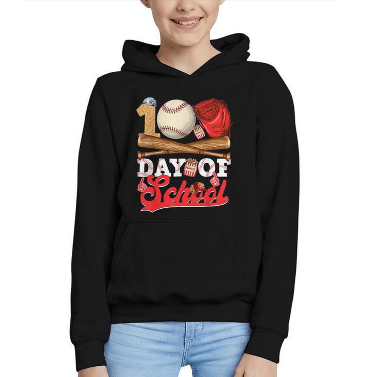 100 Days Of School Baseball Player Sports Game Teacher Kid Graphic Youth Hoodie