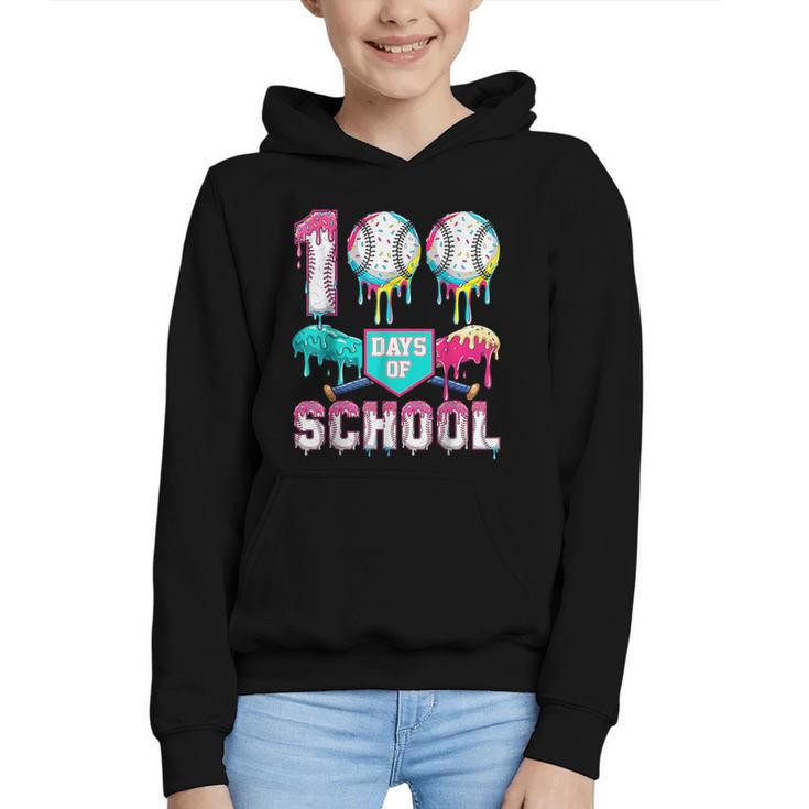 100 Days Of School Boys Kids 100th Day Of School Baseball Graphic Youth Hoodie