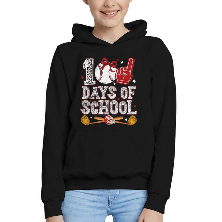 100 Days Of School Cute Bow Baseball Boy Girl Teacher Graphic Youth Hoodie