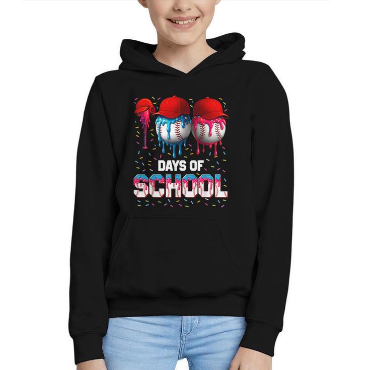 100 Days Of School Dripping Baseball 100th Day Teacher Boy Graphic Youth Hoodie