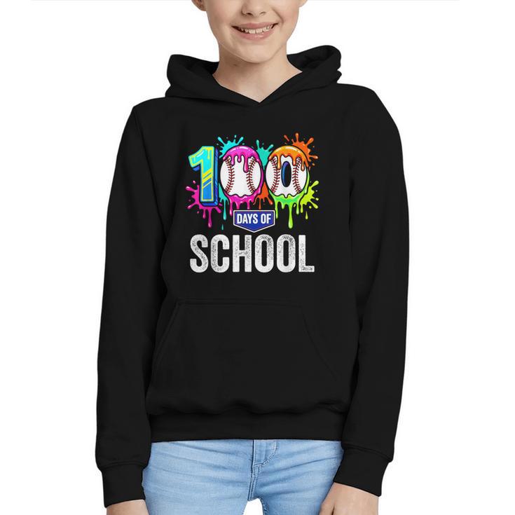 100 Days Of School Dripping Baseball Boys Kids Teacher Graphic Youth Hoodie