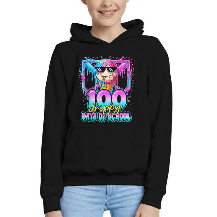 100 Drippy Days Of School Baseball Ice Cream 100th Day Boys Graphic Youth Hoodie