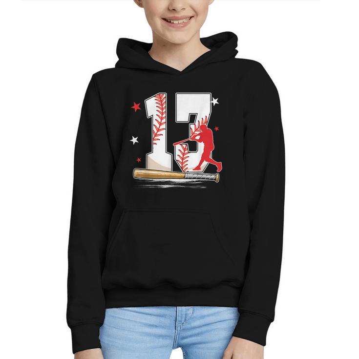 13 Years Old Baseball Birthday Boy 13th Bday Party Graphic Youth Hoodie