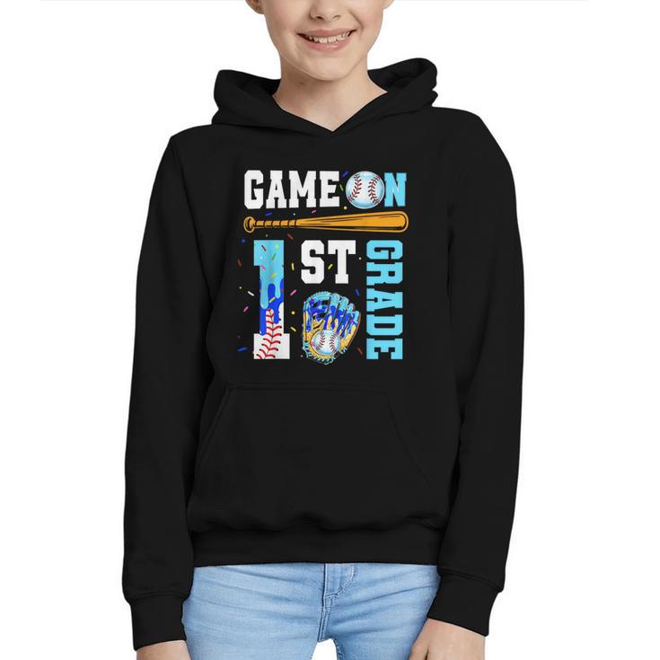 1st Grade Back To School Baseball Drip Ice Cream Game On Graphic Youth Hoodie