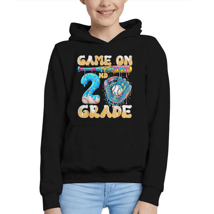2nd Grade Back To School Baseball Drip Ice Cream Game On Graphic Youth Hoodie
