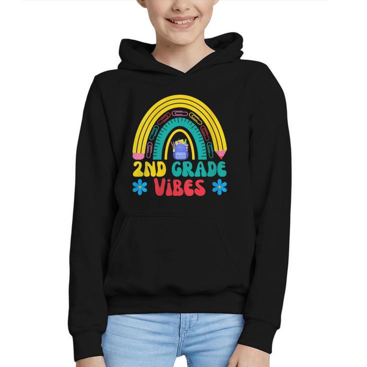 2nd Grade Vibes Back To School Rainbow Second Grade Graphic Youth Hoodie