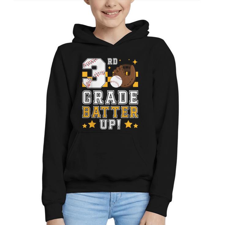 3rd Grade Batter Up Baseball First Day Back To School Graphic Youth Hoodie