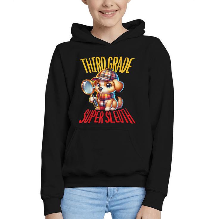 3rd Grade Super Sleuth Dog Detective Back To School Kids Graphic Youth Hoodie