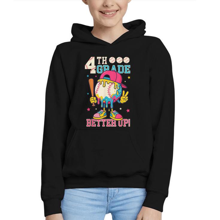4th Grade Back To School Baseball Drip Ice Cream Game On Graphic Youth Hoodie
