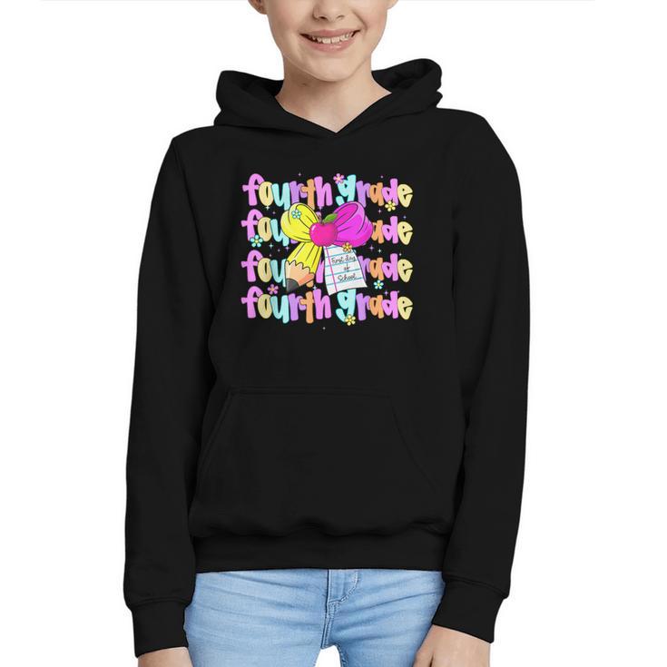4th Grade For Girls Back To School First Day Fourth Grade Graphic Youth Hoodie