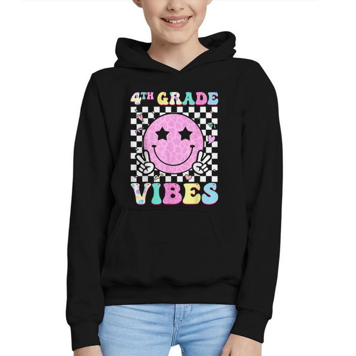 4th Grade Vibes Groovy Back To School Fourth Grade Girls Kid Graphic Youth Hoodie