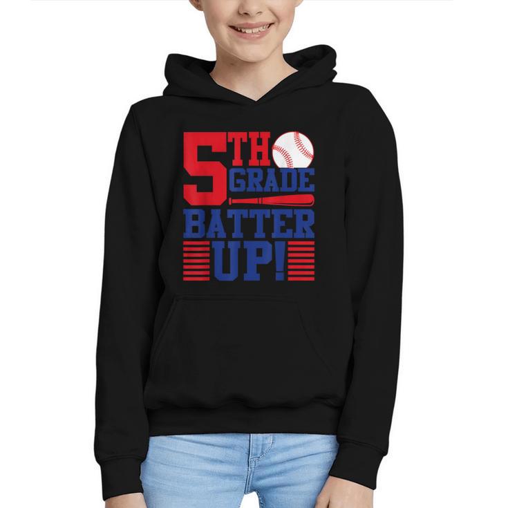 5th Grade Batter Up Back To School Fifth Grade Baseball Boys Graphic Youth Hoodie
