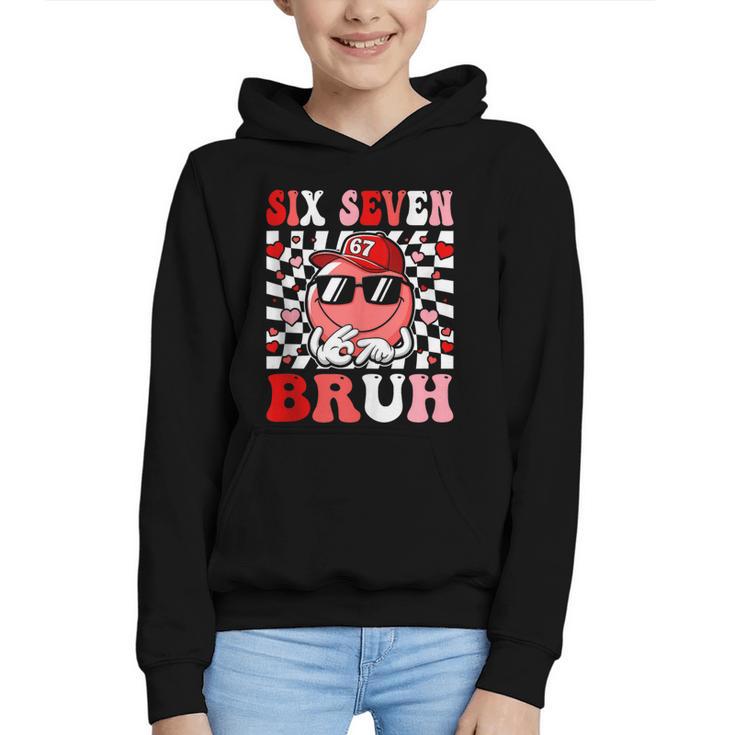 6 7 Bruh Six Seven Valentine Heart Baseball Graphic Youth Hoodie
